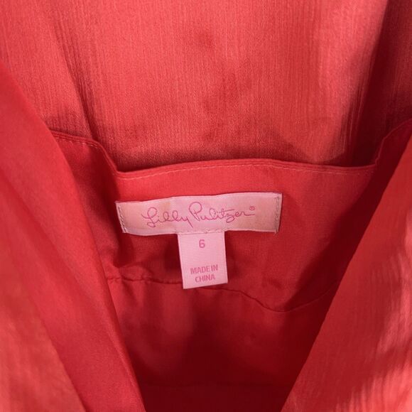 Lilly Pulitzer Dress Womens Size 6 Red Ruffle Feminine Romantic Resort Pockets - Picture 4 of 16
